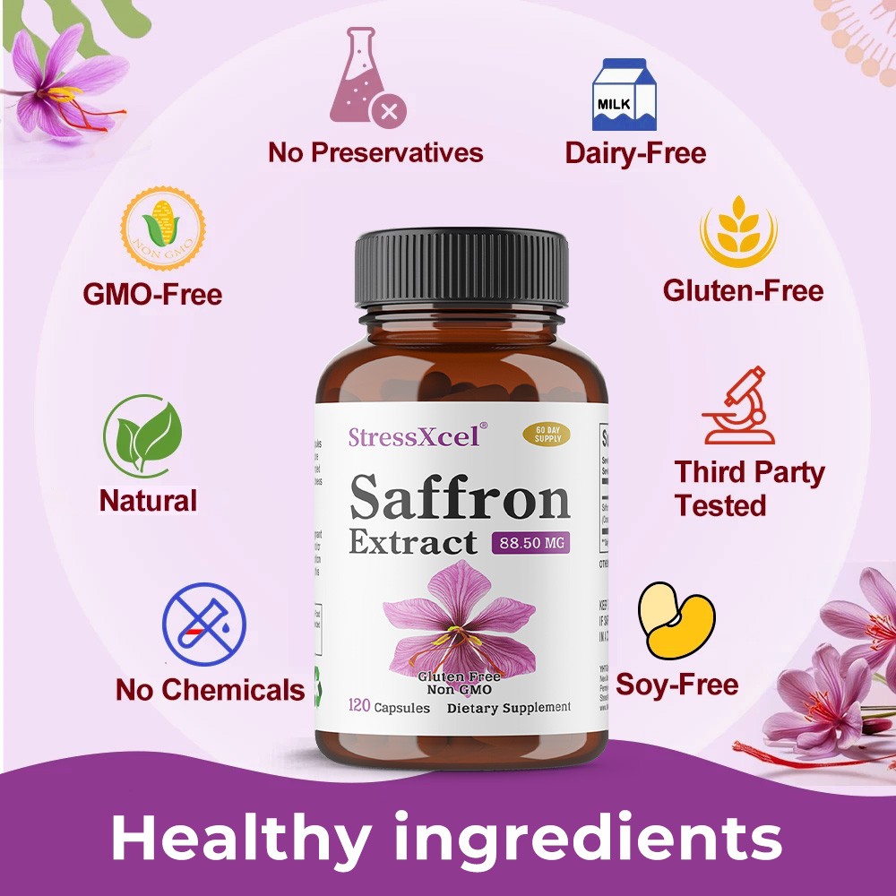 StressXcel Saffron Capsules 88mg,30/60/120Caps Vision Heart Health GMO-Free