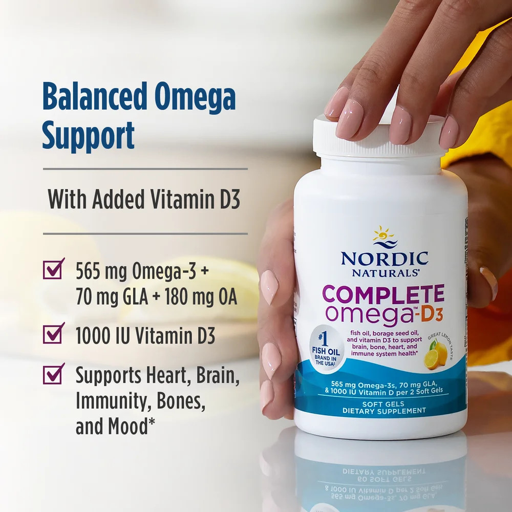 Nordic Naturals Complete Omega D3- Heart, Immune, Bone, Skin & Mood Support