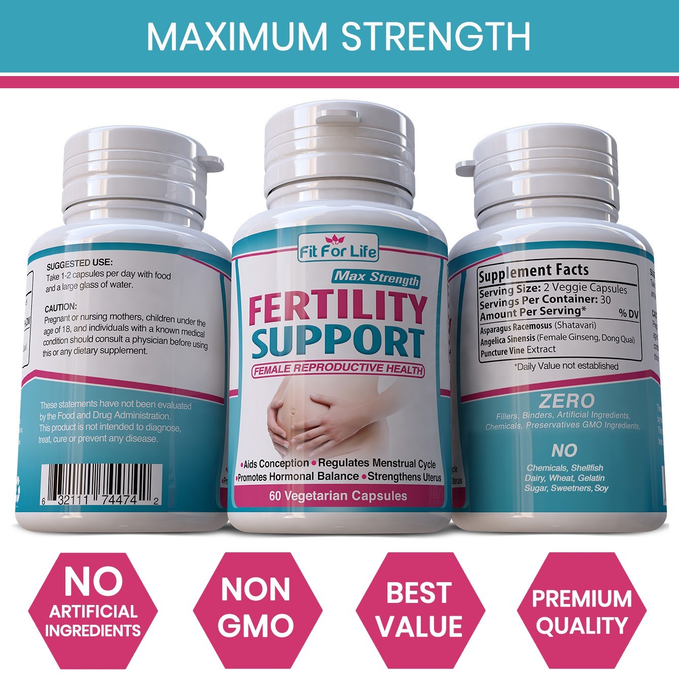 FEMALE FERTILITY BOOSTER PILLS Hormonal Balance Egg Libido Reproductive Support