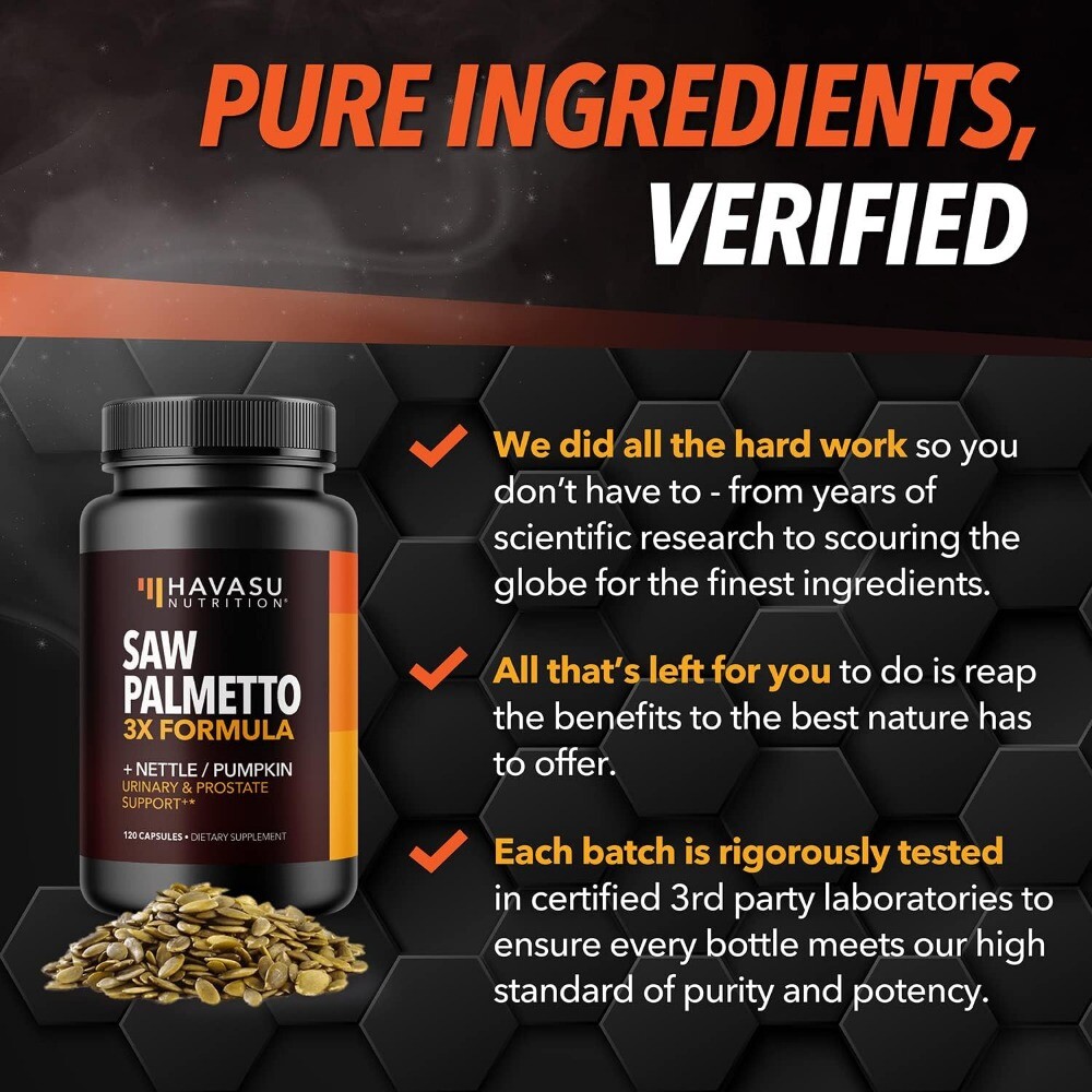 Saw Palmetto Supplements Prostate Urinary Tract Bladder Hair 120 Capsules US