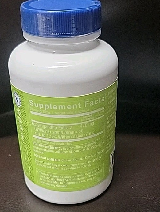Ashwagandha Extract The Vitamin Shoppe Energy Vitality Stress 470mg 120 Capsules