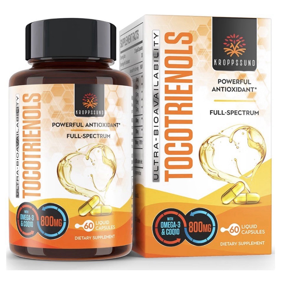 Kroppssund Tocotrienols 800mg Supplement Rich in Vitamin E Antioxidant 60Capsule