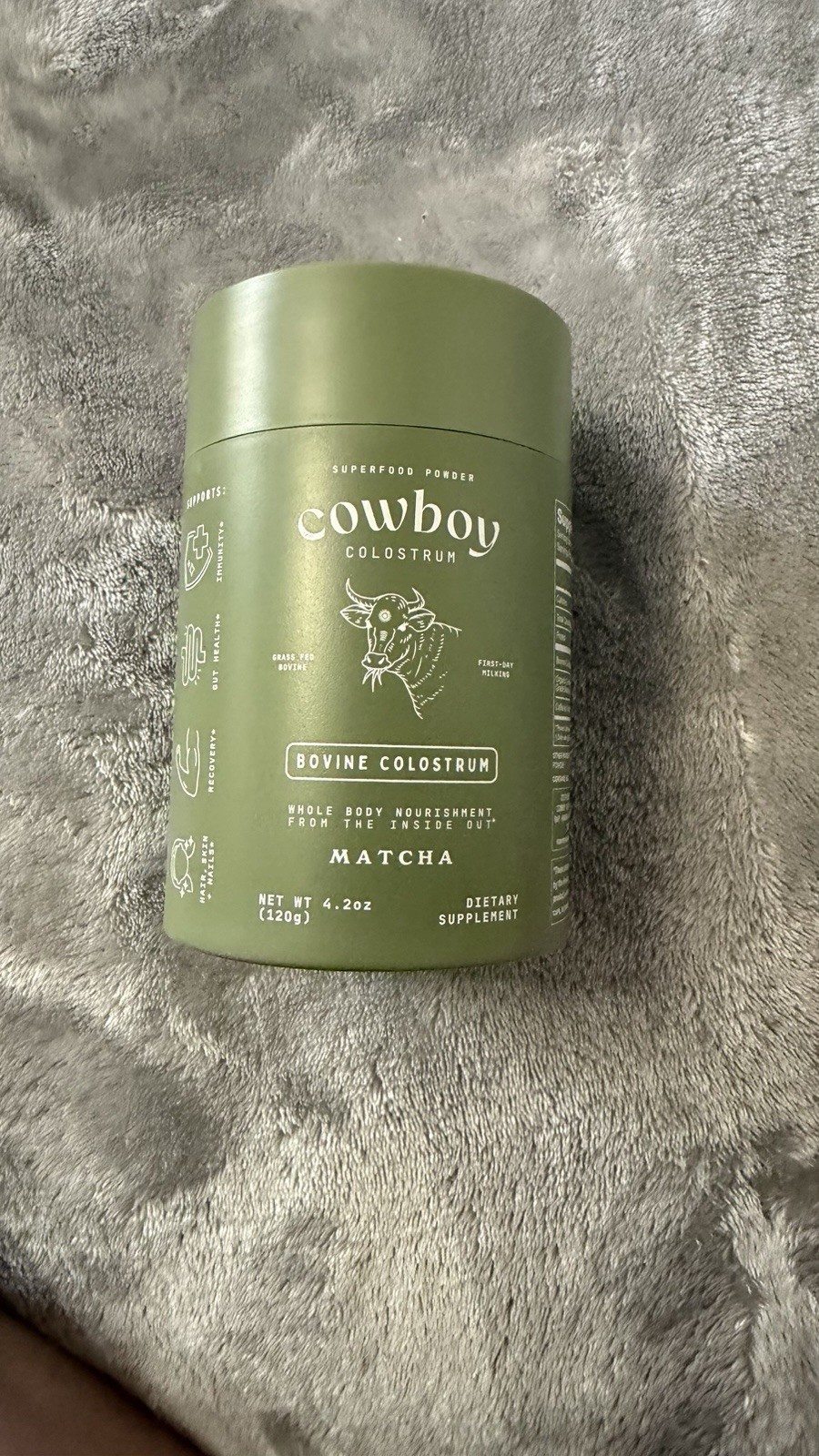 Cowboy Colostrum Bovine Colostrum Matcha Powder, Grass Fed, 4.2 oz