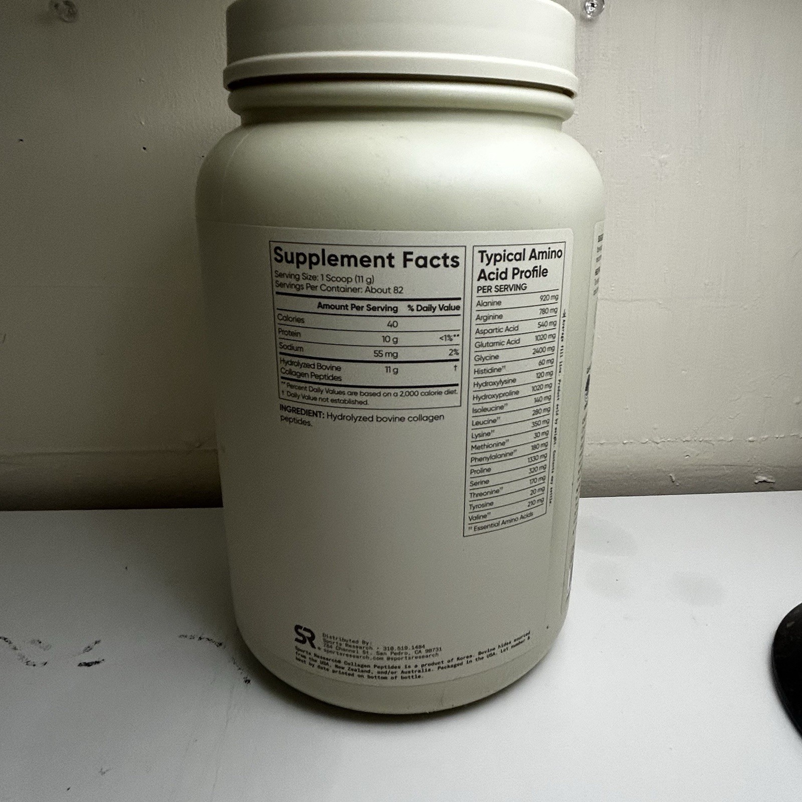 Sports Research Collagen Peptides Powder Unflavored 32oz Exp 02/2029