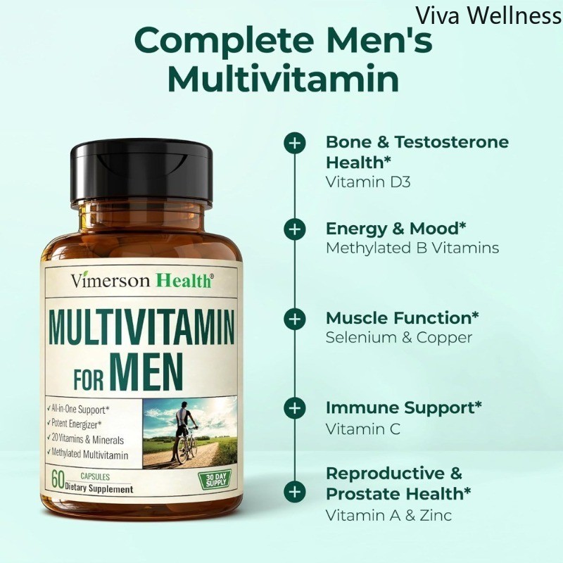 Multivitamin Men’s Methylation Daily Capsules B12 A D CZinc Magnesium60Capsules-