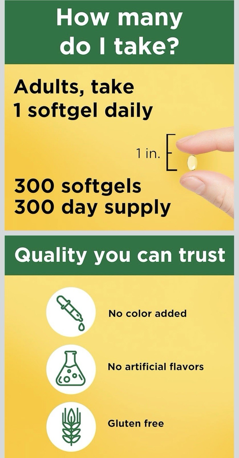 Nature Made Vitamin D3 1000 IU (25 mcg) 300 Softgels Gluten Free
