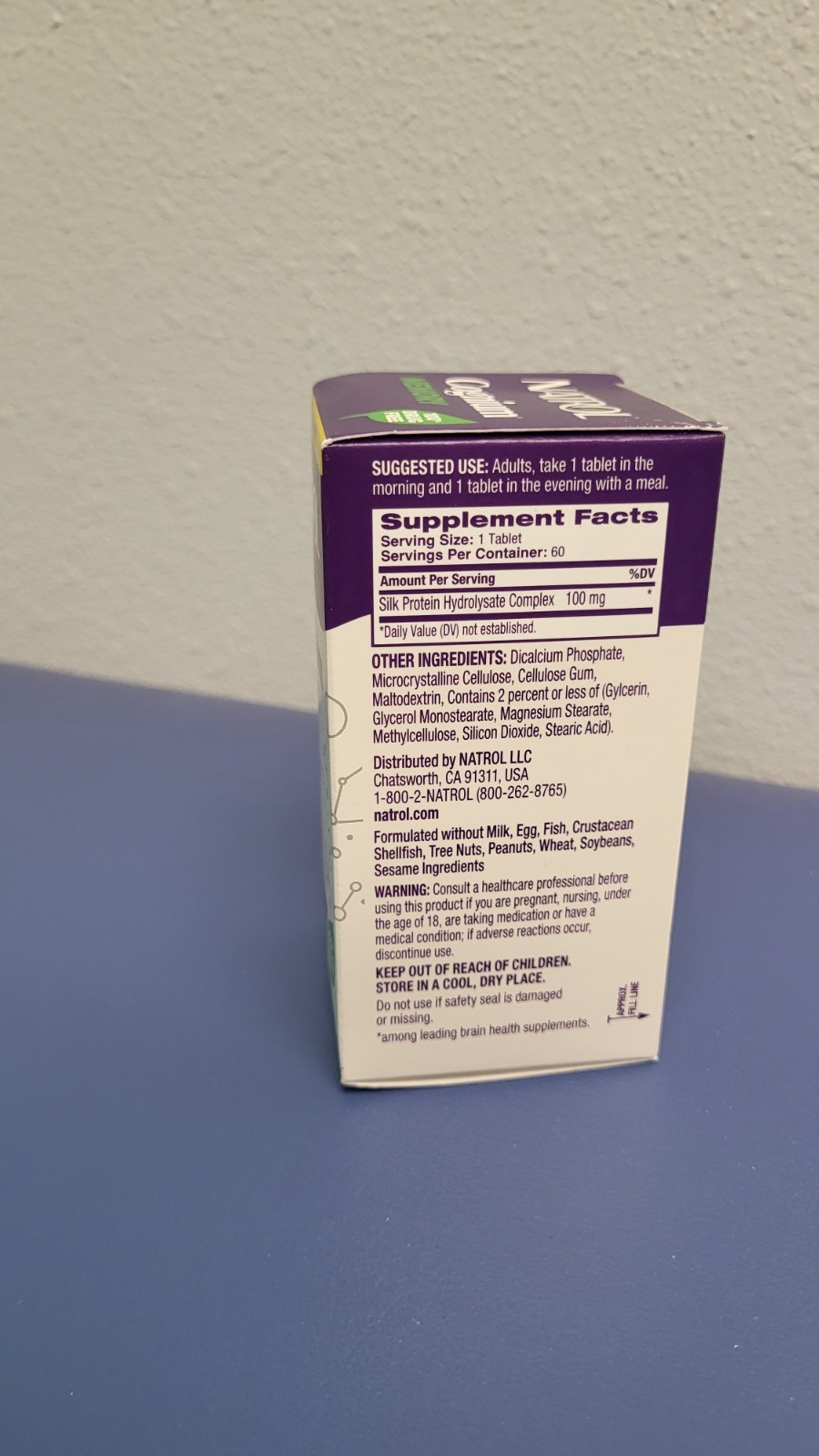 Natrol Cognium Memory Support 100mg Silk Protein Hydrolysate 60 Tablets 10/2027