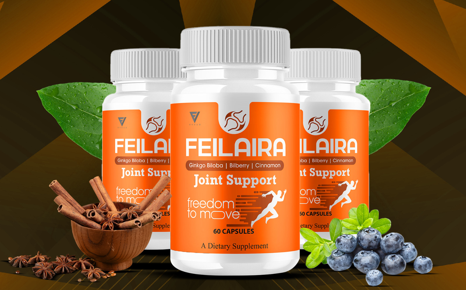 (3 Pack) Feilaira Joint Support, Feilaira Max Mobility Supplement (180 Capsules)