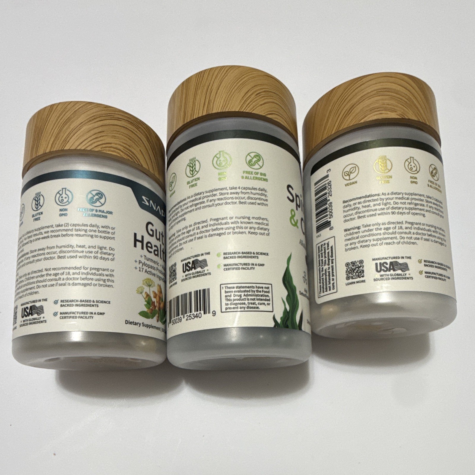 SNAP Gut Health Liver Health Spirulina Chlorella Bundle New Sealed Capsules