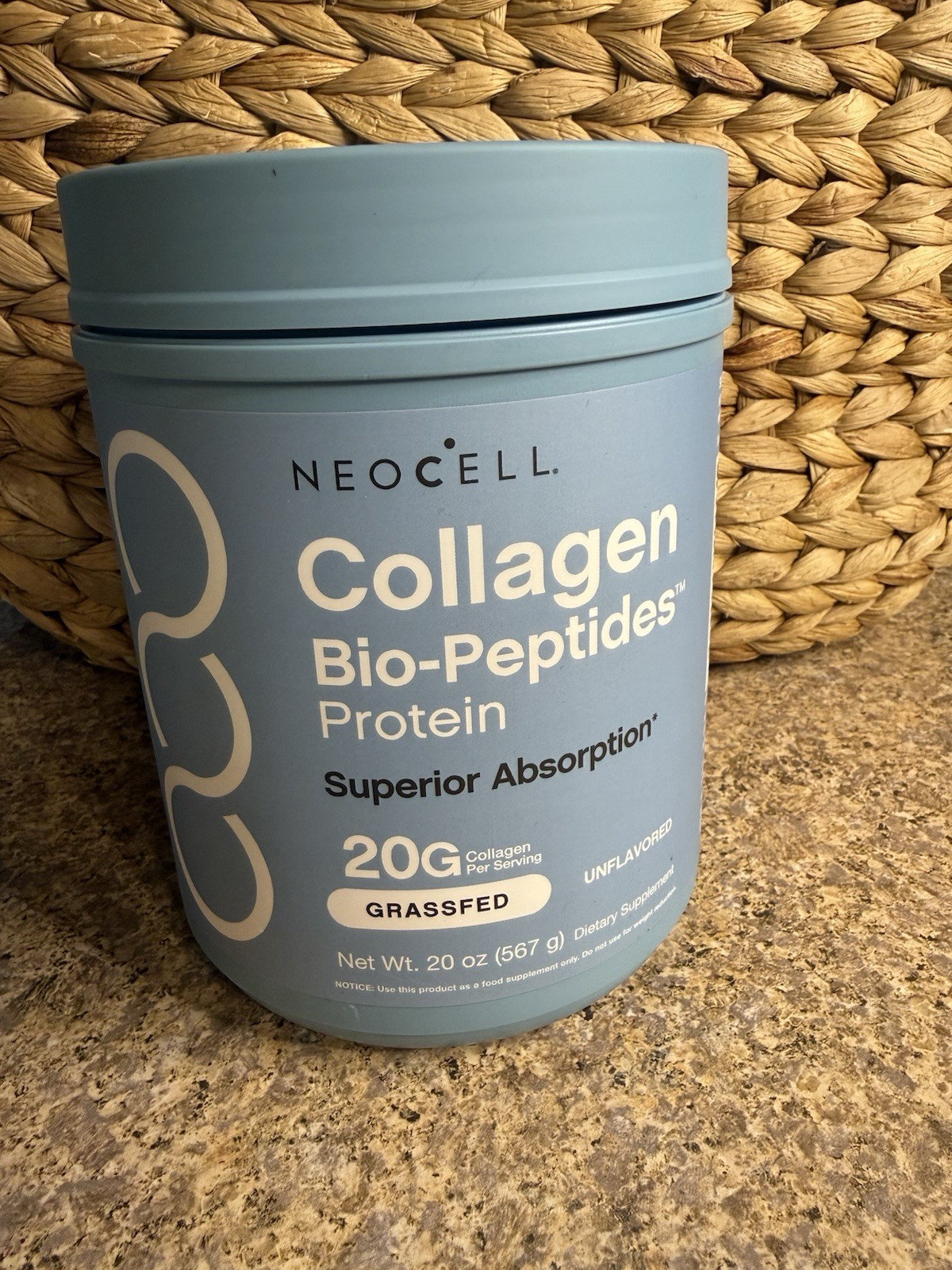 NeoCell Collagen Bio-Peptides Protein Powder Grass Fed 20g Unflavored 20 oz