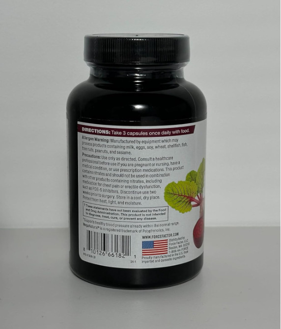 FORCE FACTOR Total Beets Blood Pressure Support Beet Root Capsules, 1800mg Organ