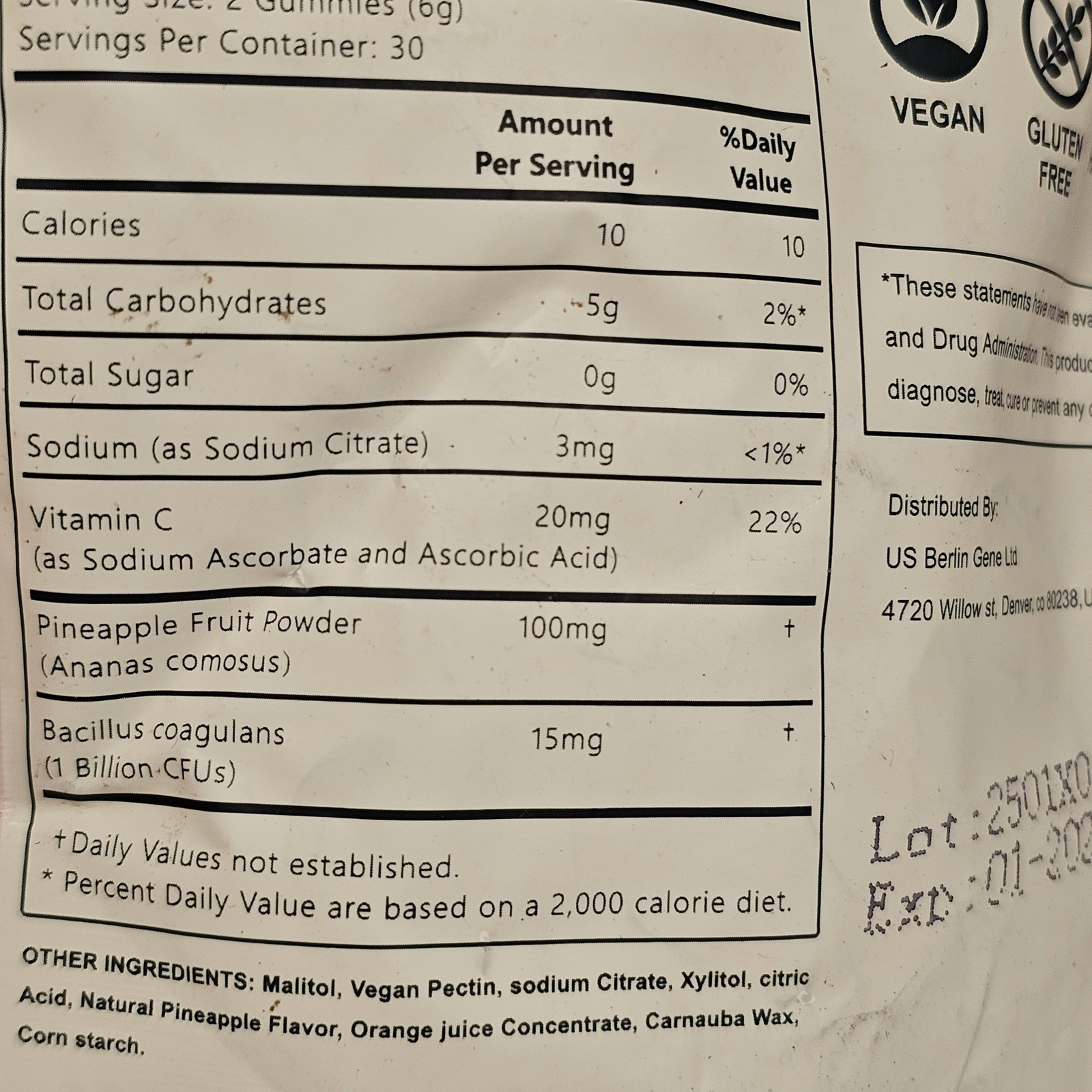 NEW Vital Natural Nutrition 3 BAGS Premium Feminine Balance Gummies Pineapple