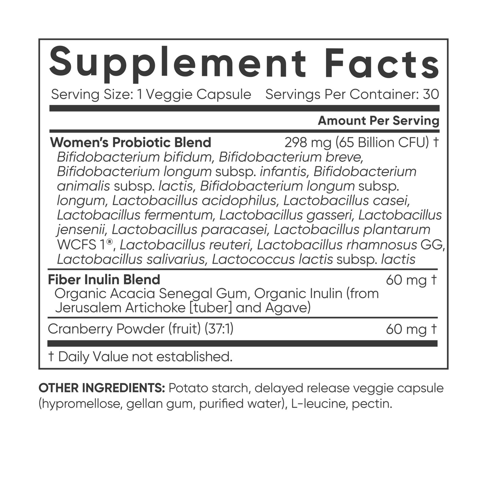 Sports Research Women’s Probiotics Cranberry + Prebiotics – 30 Capsules