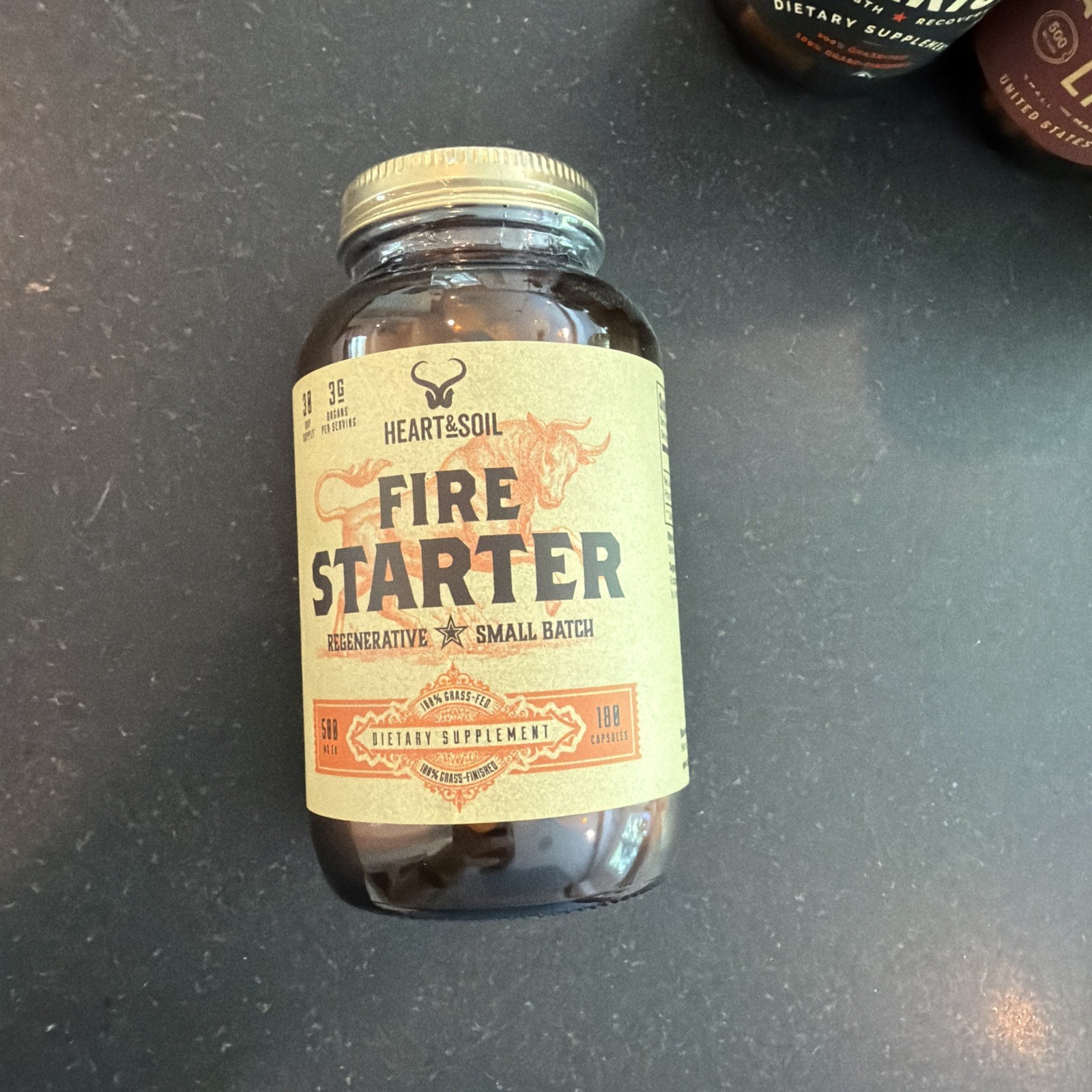Heart & Soil Fire Starter High Stearic Acid 500mg 180 Capsules 011/26 EXP
