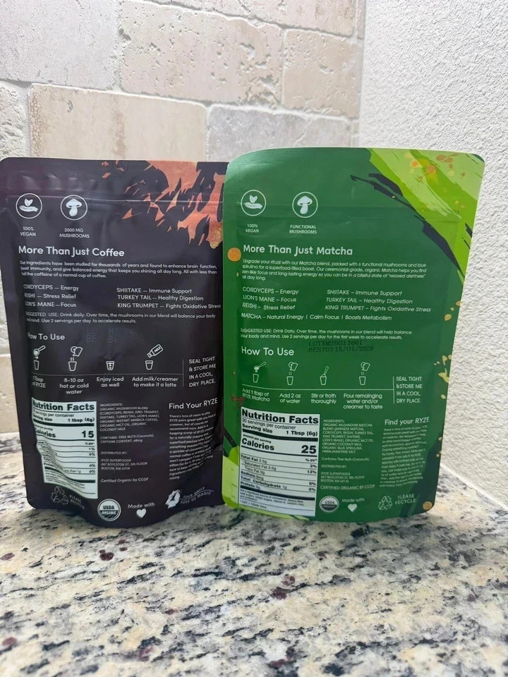 Ryze Organic Mushroom Matcha + Coffee- 30 Servings Sealed Exp 2028 FREE SHIPPING