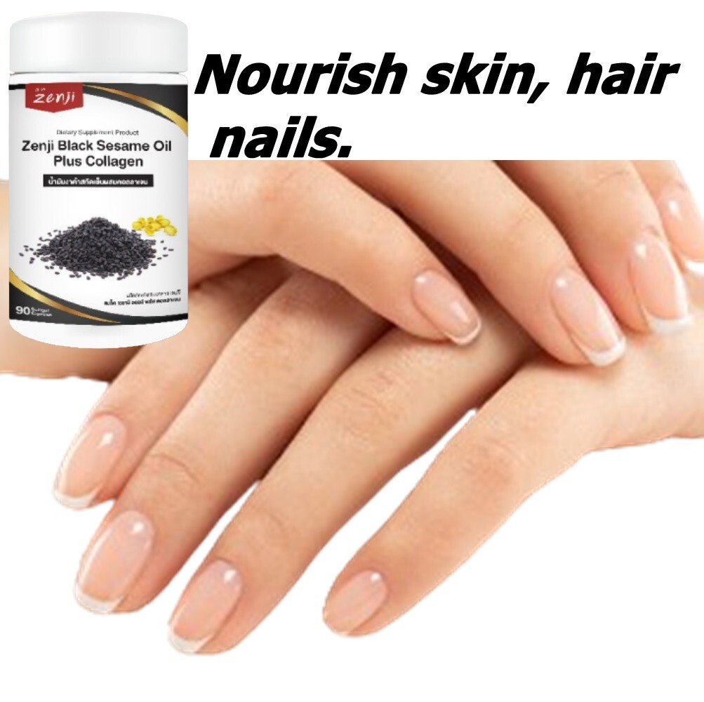 6X Zenji Black Sesame Oil Plus Collagen Tripeptide 500 mg Dietary Supplement 90