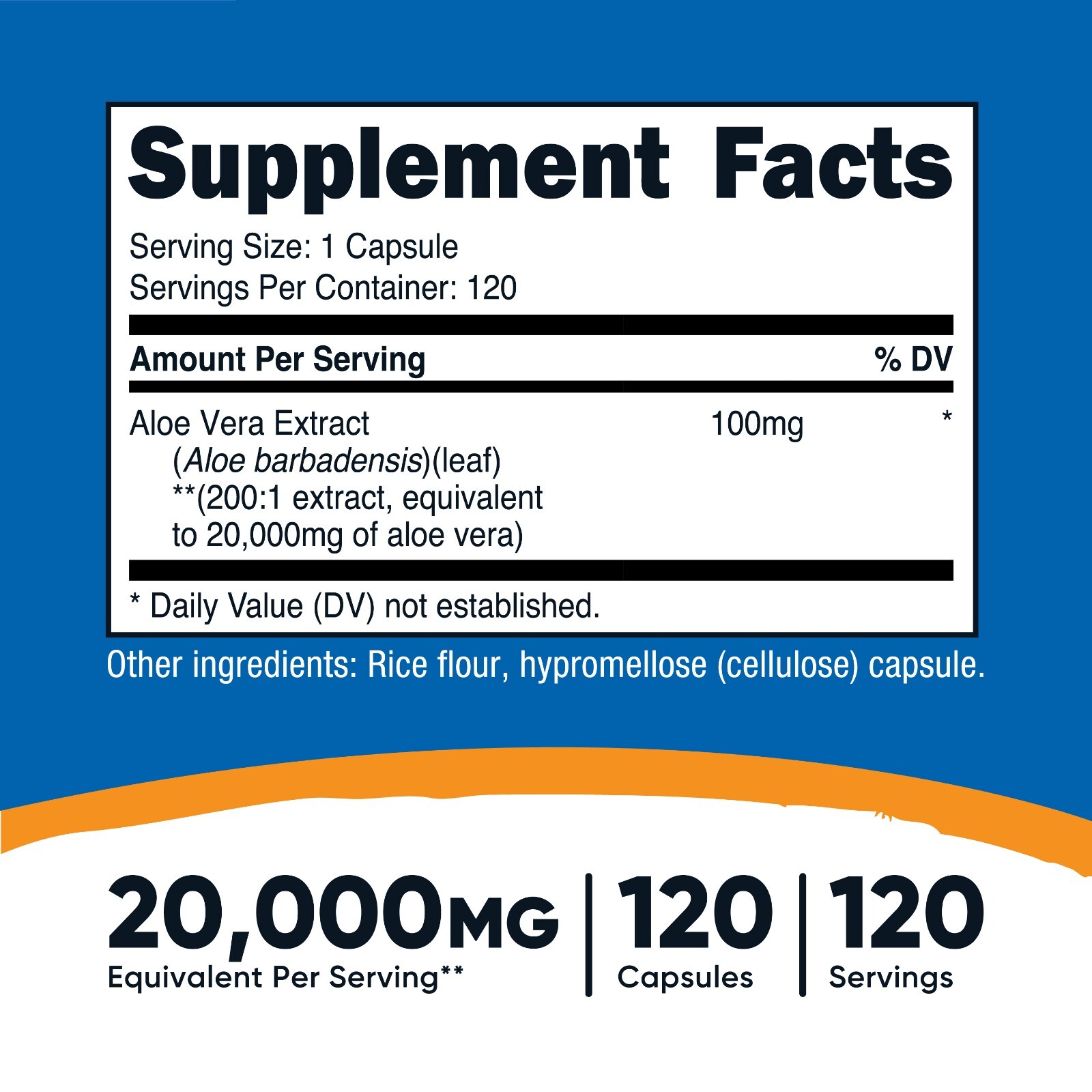 Nutricost Aloe Vera 100mg 120 Capsules – Gluten Free, Non-GMO & Vegetarian