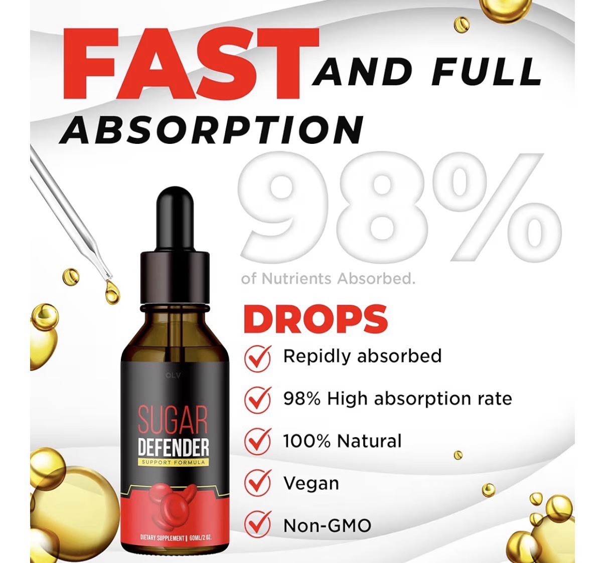 Sugar Defender Blood Sugar Support Supplement Official Formula 1 pack NEW
