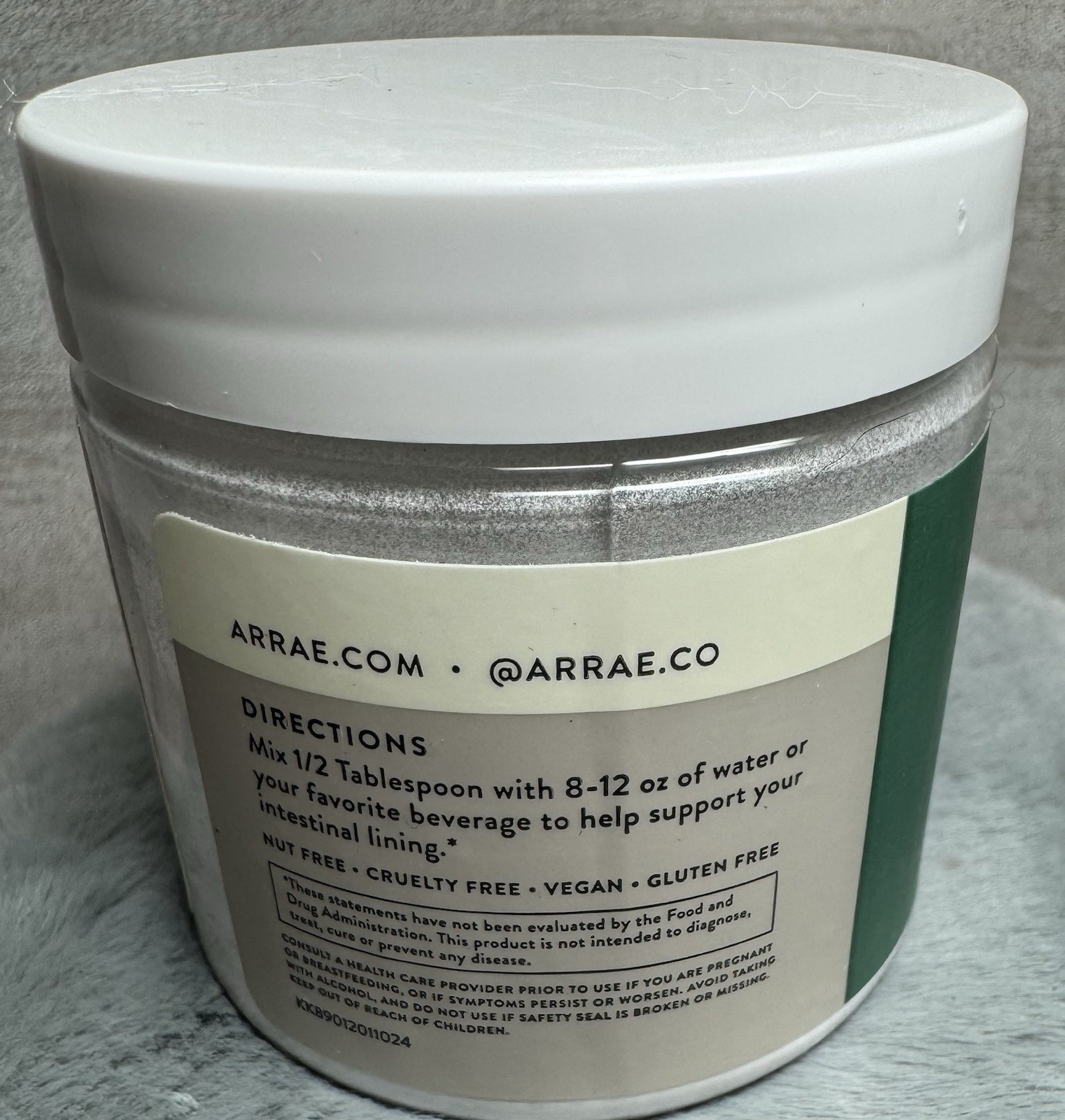 arrae L-Glutamine Vegan Gluten Free Powder 340g Exp 09/2026