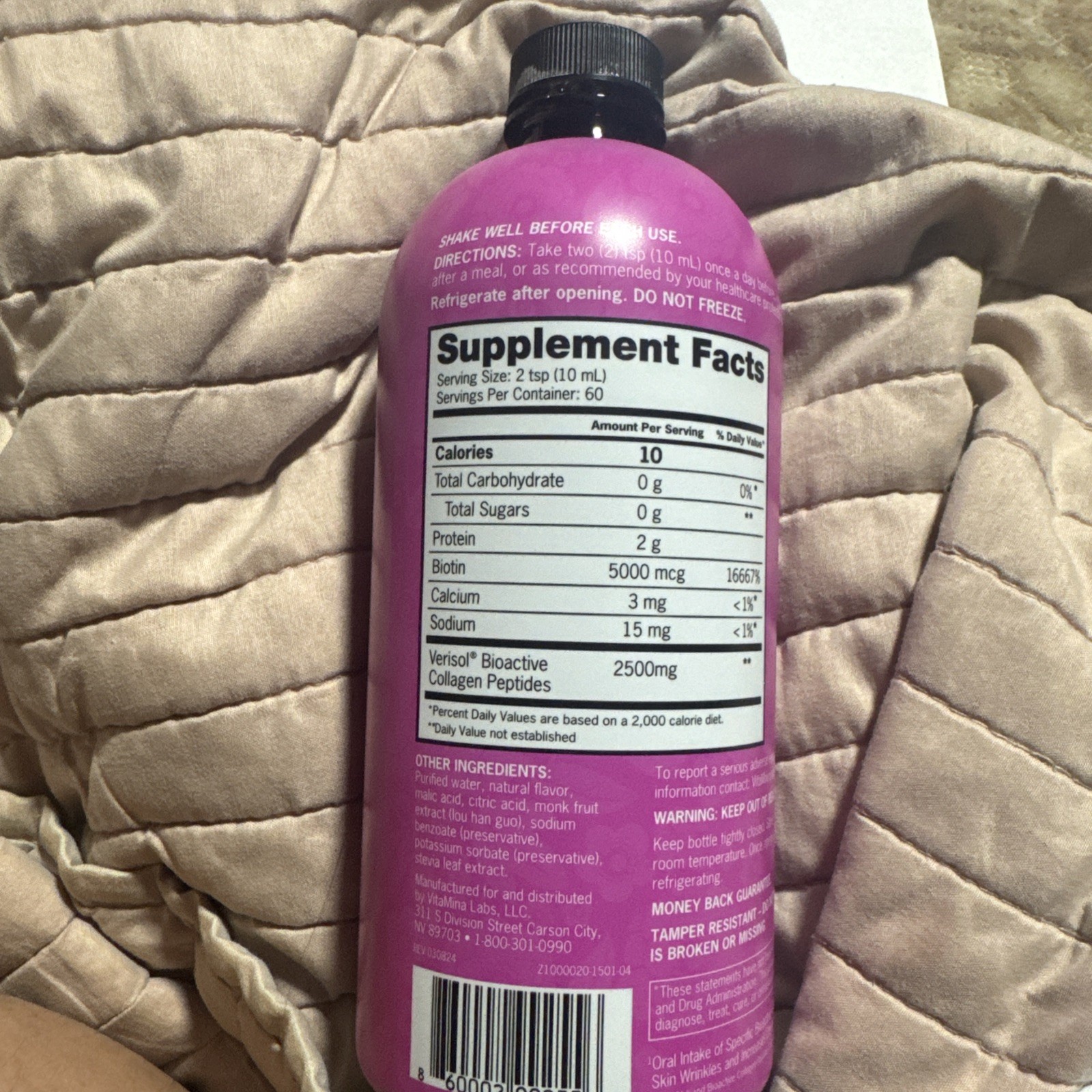 Zena Nutrition Collagen + Biotin Liquid Mixed Berry Gluten Free Sugar-Free 600mL