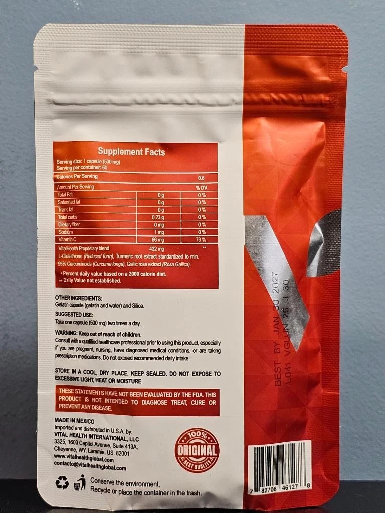 VitalHealth V-Glutation 60 Veggie Capsules – New/Sealed! Vital Health Exp 1/2027