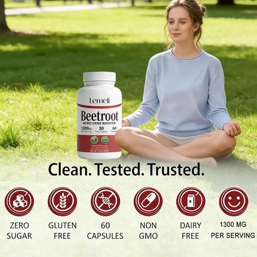 Lemeli Beetroot Capsules, Lemeli Beetroot Extract 1300mg, Pure, Non-GMO 60 Pcs
