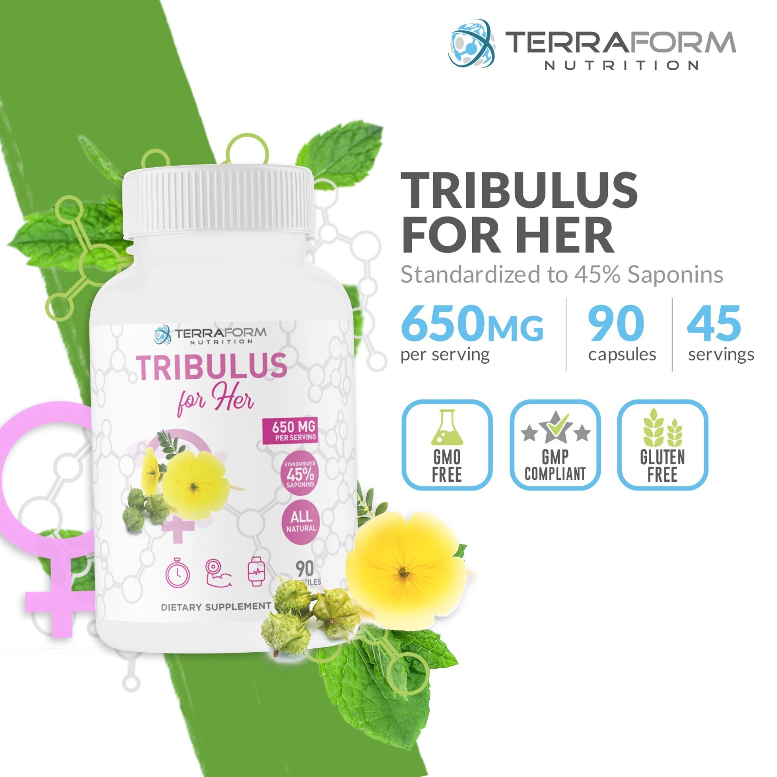 Tribulus Terrestris for Women – Natural Libido Booster – 90 Capsules