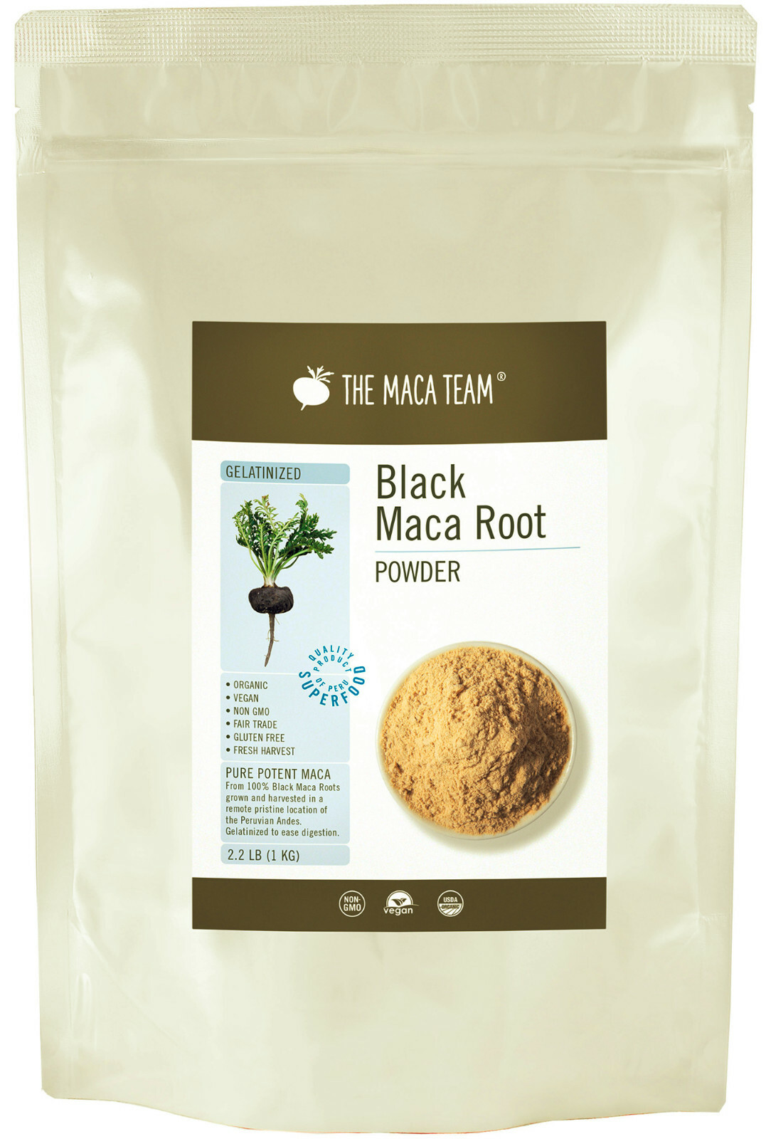 Organic Gelatinized Black Maca Root Powder – Fairly Traded – Fresh Peru Harvest