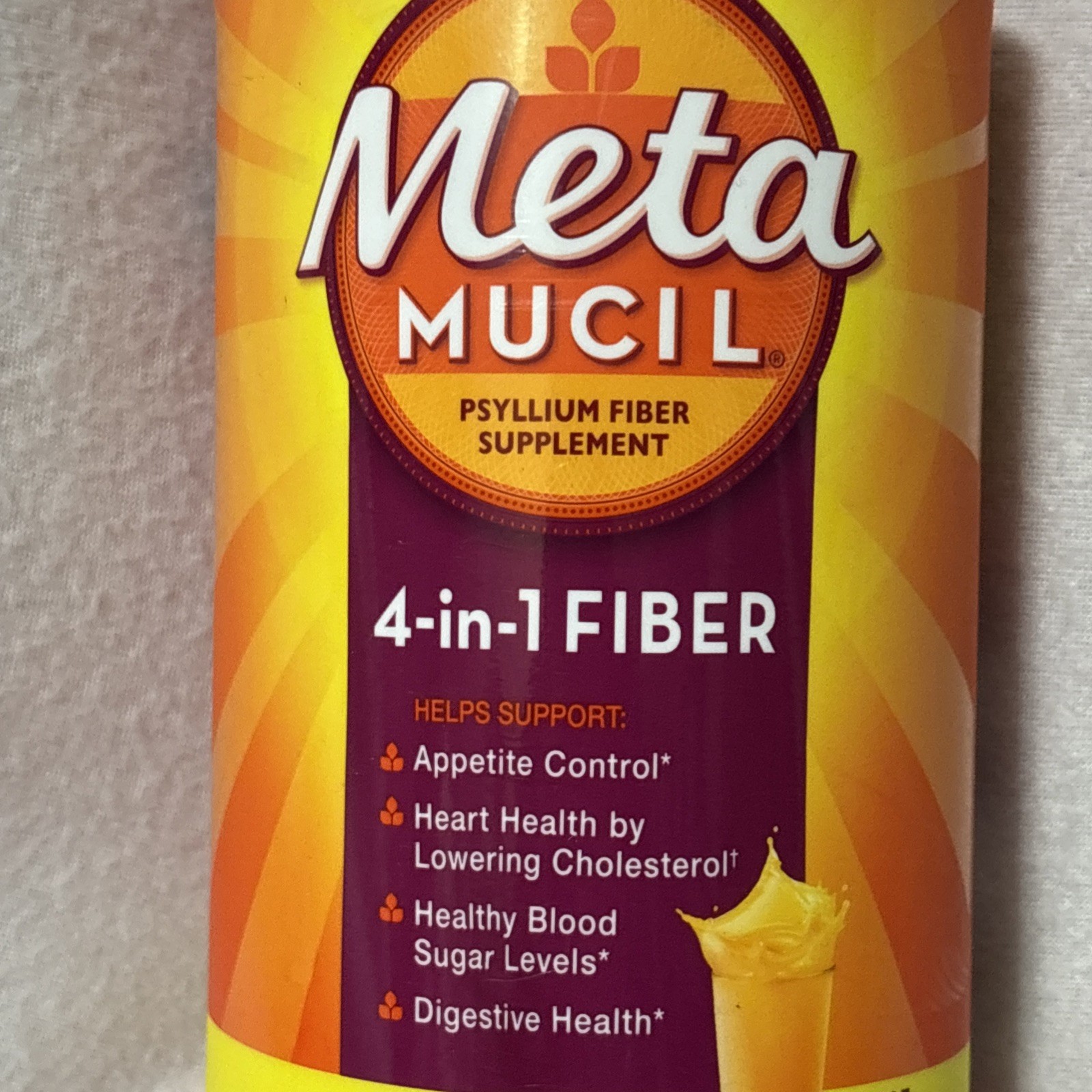 Metamucil 4-in-1 Fiber Powder-Orange Flavor-48.2 Oz(3 Lb) ea. Lot of 3-EX2028