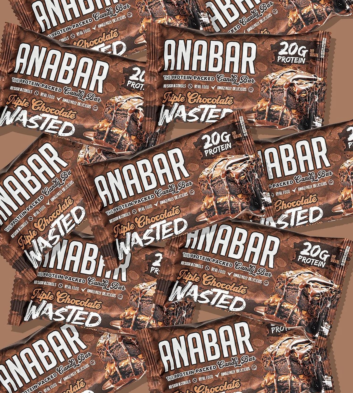 Anabar Protein Bar New Triple Chocolate Wasted, 12 Bars, 20 Grams of Protein