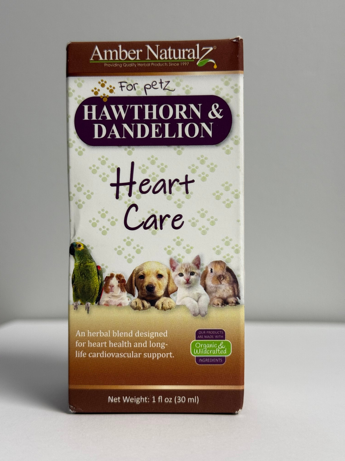 Amber Naturalz Hawthorn & Dandelion – 1 oz New/Sealed Bottle (Box is Damaged)