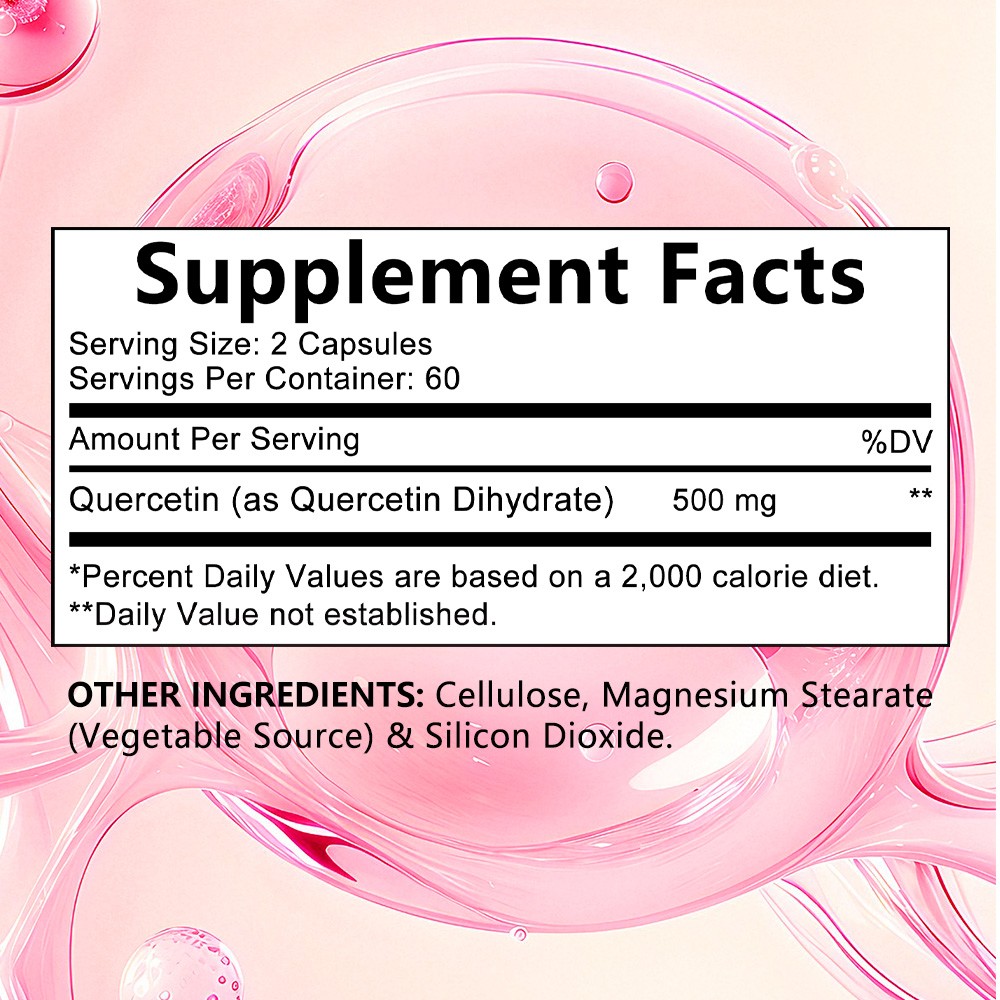 Quercetin 500 Mg Supplements Skin Respiratory Cardiovascular 120 Capsules