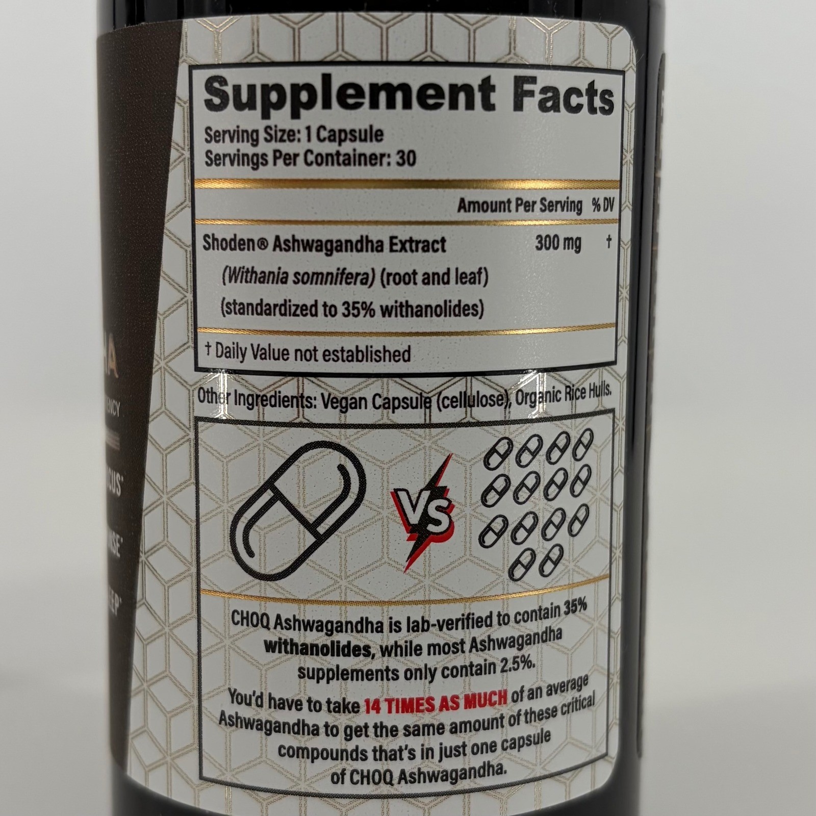 CHOQ Ashwagandha Supplement Women 30ct Vegan Capsules Stress Sleep Mood Support