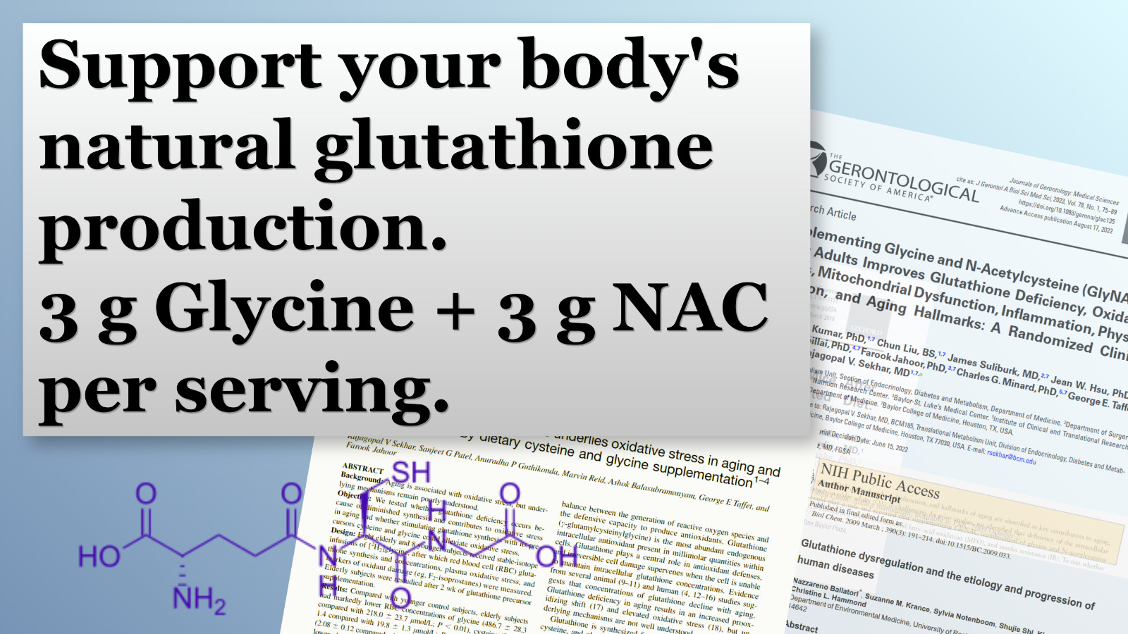 GlyNAC Powder Supplement | Glycine NAC | Supports Glutathione | 30 Servings