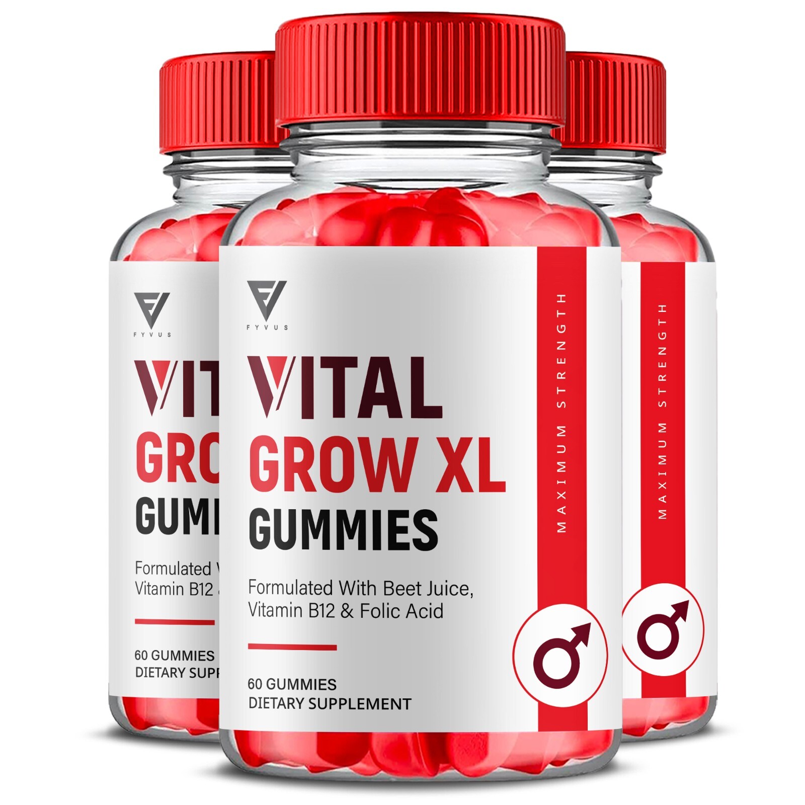 (3 Pack) Vital Grow XL Gummies Male Supplement for Performance (180 Gummies)