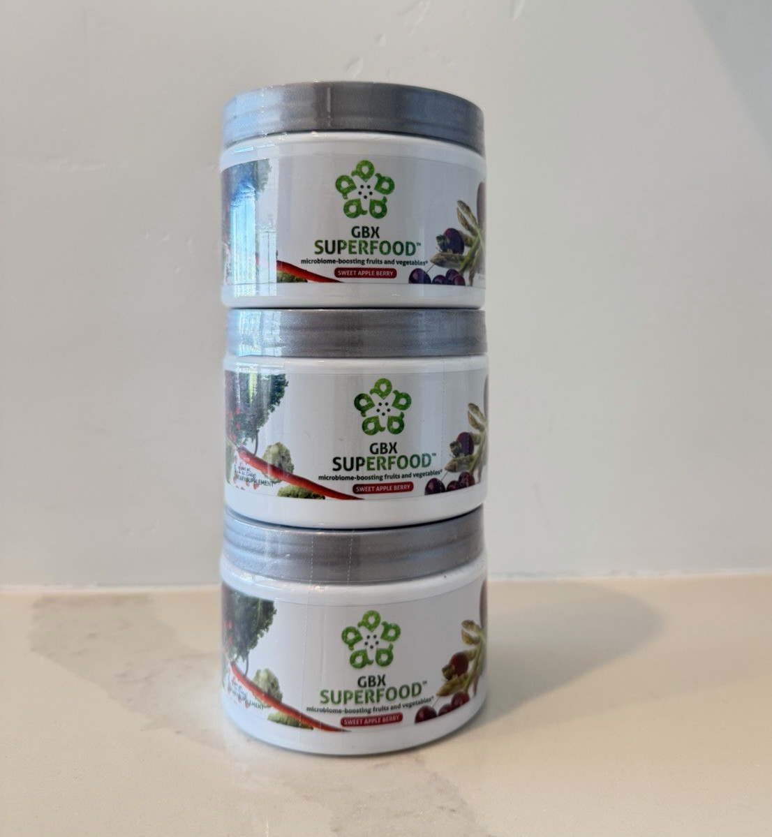 3 pack of greens GBX Superfood Sweet Apple Berry Vegan Gluten-Free 10.2Free Ship