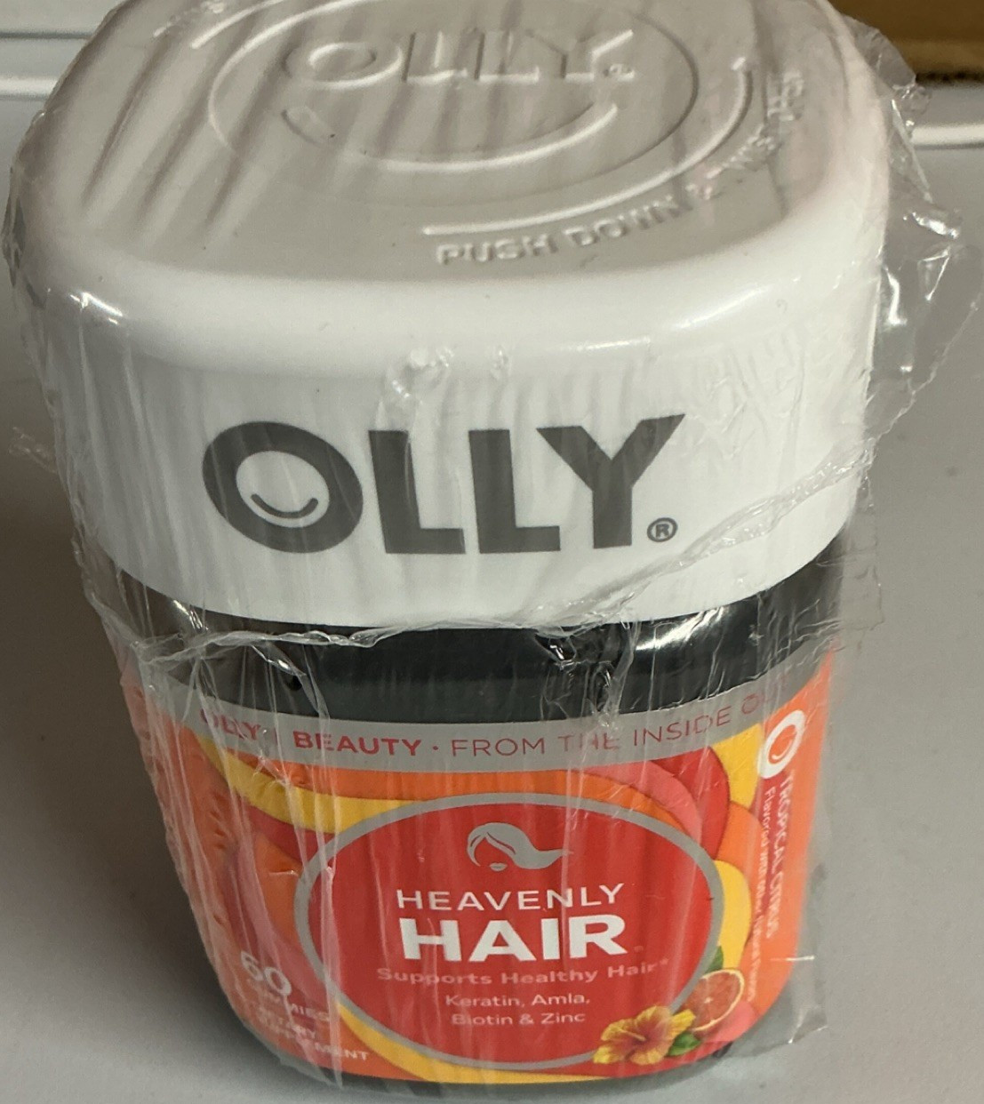 OLLY Heavenly Hair Gummies Keratin Biotin Zinc Tropical Flavor 60 Count