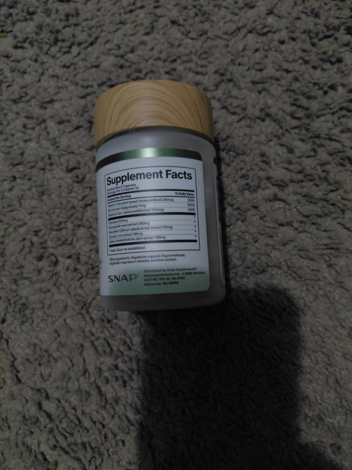 SNAP Thyroid Support Supplement w/ Ashwagandha L-Tyrosine Zinc 60 Capsules