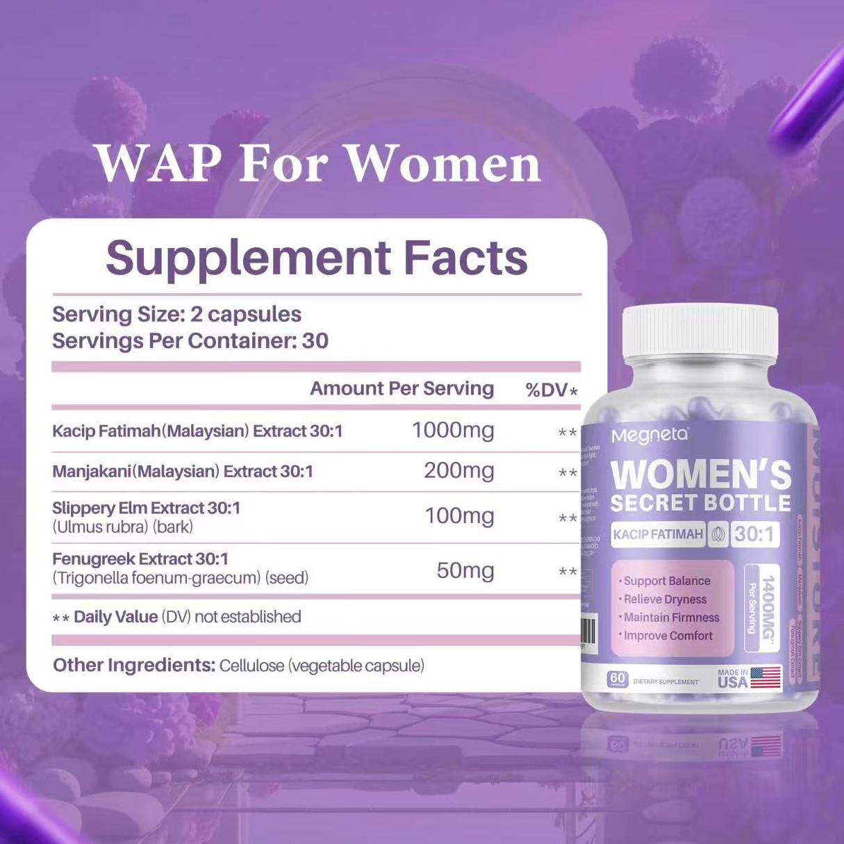 Women’S Secret Bottle-60 Tablets -Healthcare Kacip Fatimah 1000MG |Plus with man