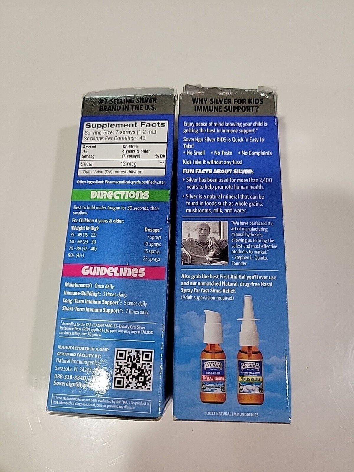 SET OF 2 Sovereign Silver Kids Bio-Active Silver Hydrosol 2 fl oz,Ex 10/25 RB