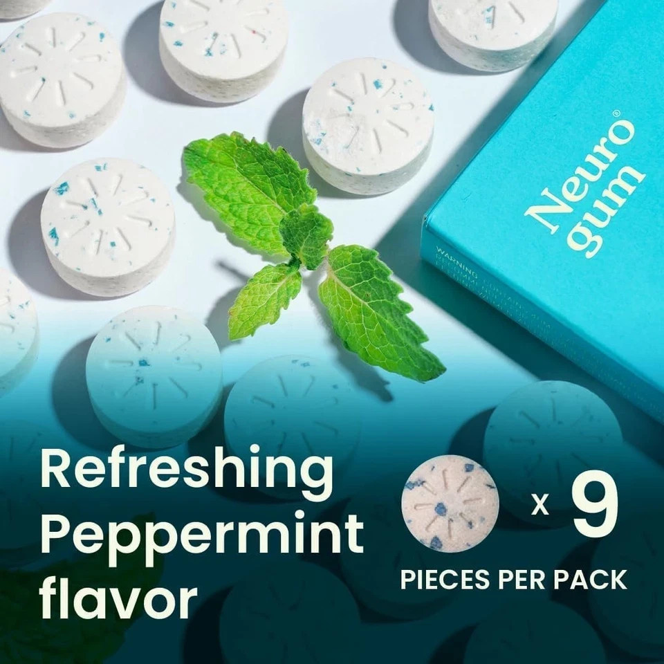 Neuro Energy & Focus Gum Peppermint Aspartame-Free Gluten-Free Sugar-Free