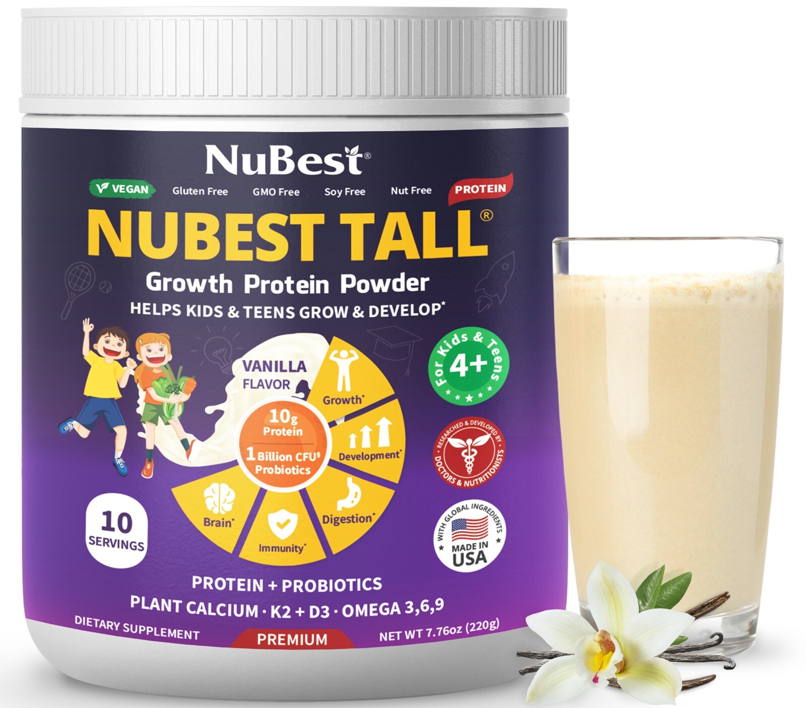 NuBest Tall Growth Protein Powder – Helps Kids & Teens Grow, Develop (Vanilla)