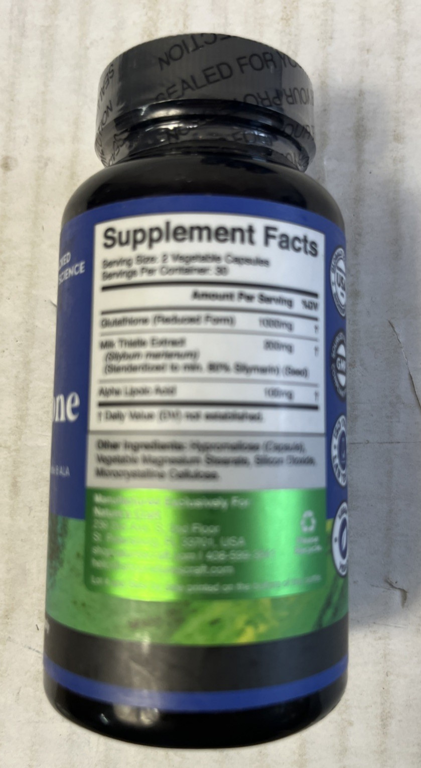 Reduced Glutathione Supplement 1000mg Per Serving with Silymarin Milk Thistle