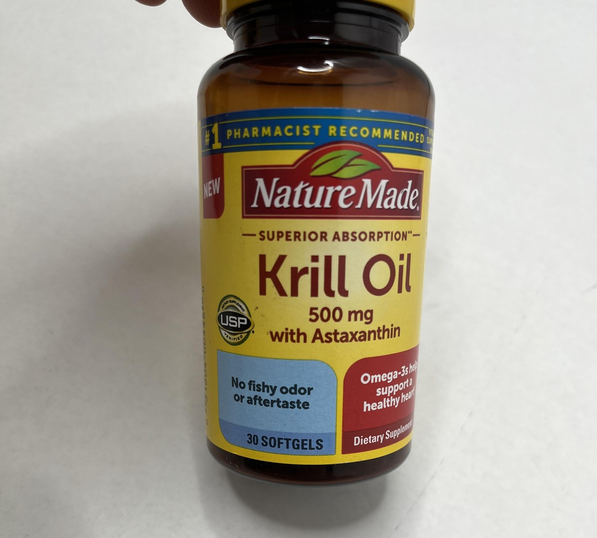 Nature Made LOT/3 Krill Oil 500mg 30 Softgels Exp 1/27 Omega-3 Heart Health