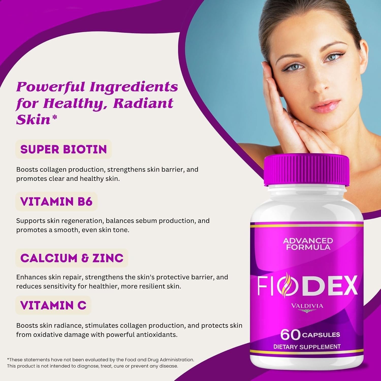 Valdivia FioDex 180 Capsules 3 Pack Nail Support Supplement Made in USA Premium