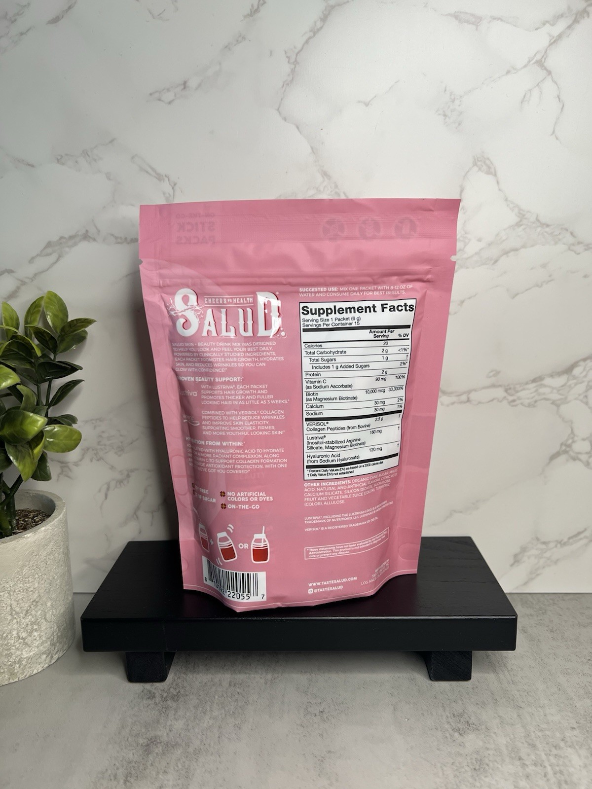 SALUD Skin + Beauty Drink Mix Granada Pomegranate Stick Packs Exp 03/2028