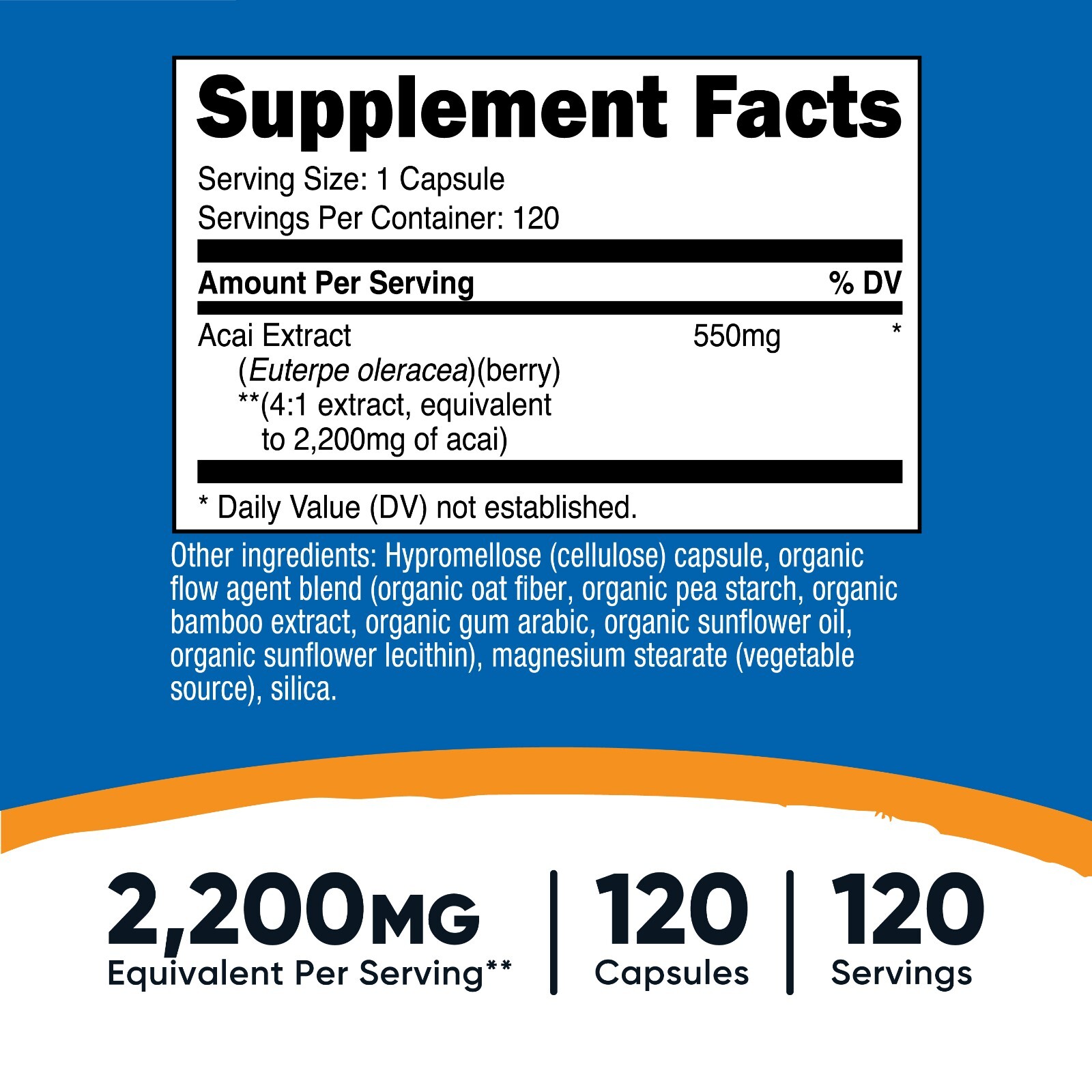 Nutricost Acai Capsules 550mg, 120 Capsules – Veggie Caps, Non-GMO, Gluten Free