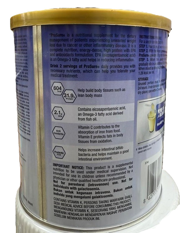 3 X Abbott Pro Sure Vanilla Milk High Protein, Prebiotic & EPA 380g