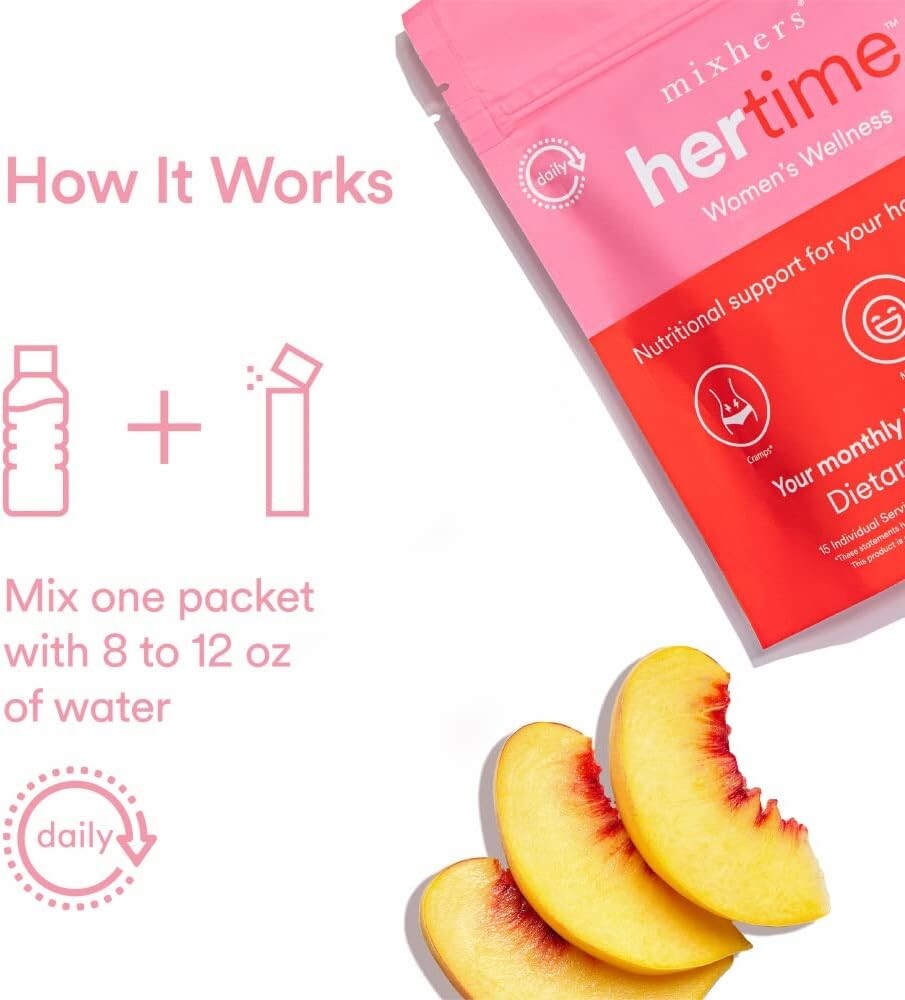 MIXHERS Hertime PMS Hormone Support Supplement, Strawberry Lemonade 15 Pack
