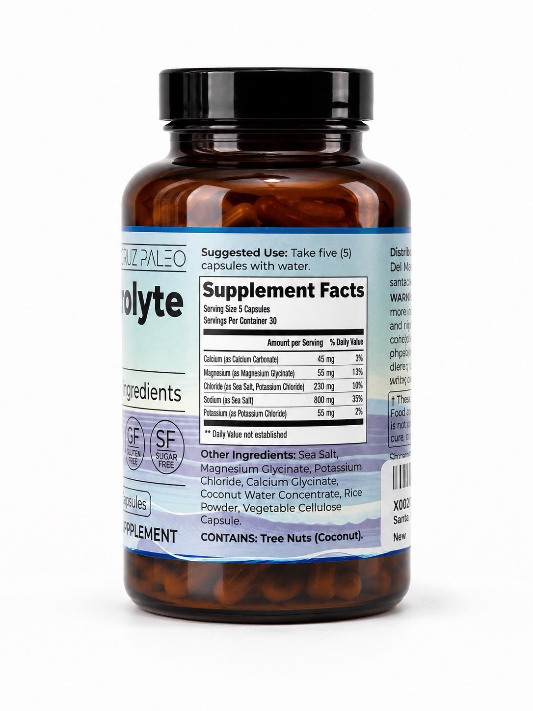 Santa Cruz Paleo Electrolyte Caps 150 Capsules Keto Paleo Gluten Free